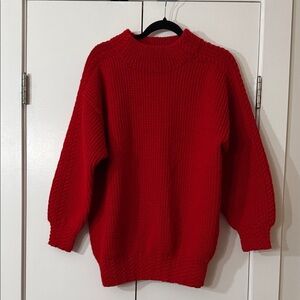 Hand Cozy Chunky Red Knit Sweater